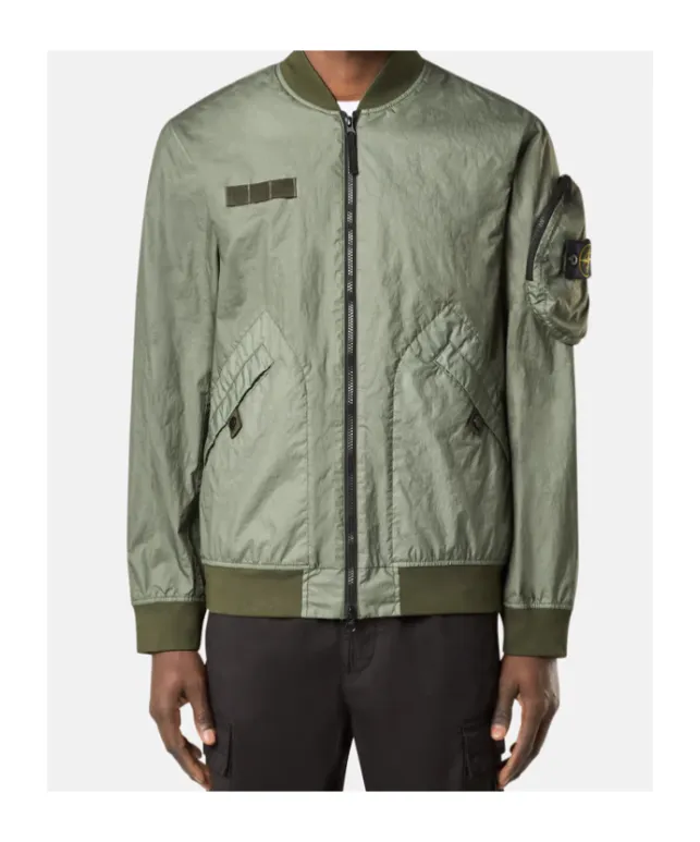 Logo Patch Zip-Up Bomber Jacket
