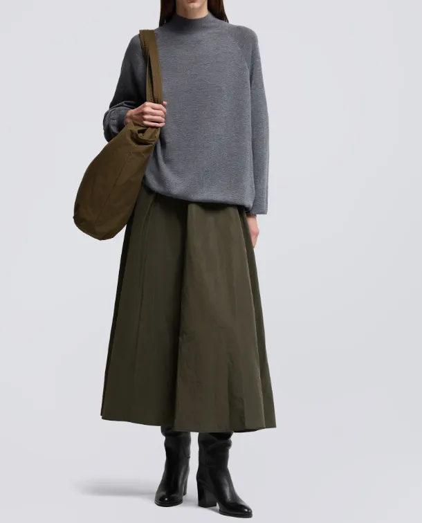 Pleated Mid-Length Skirt