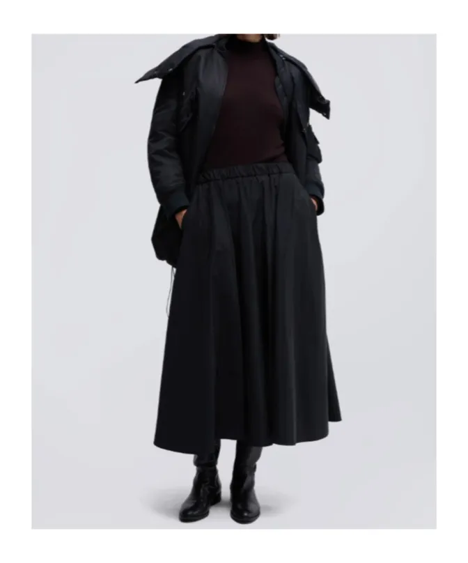 Pleated A-Line Midi Skirt