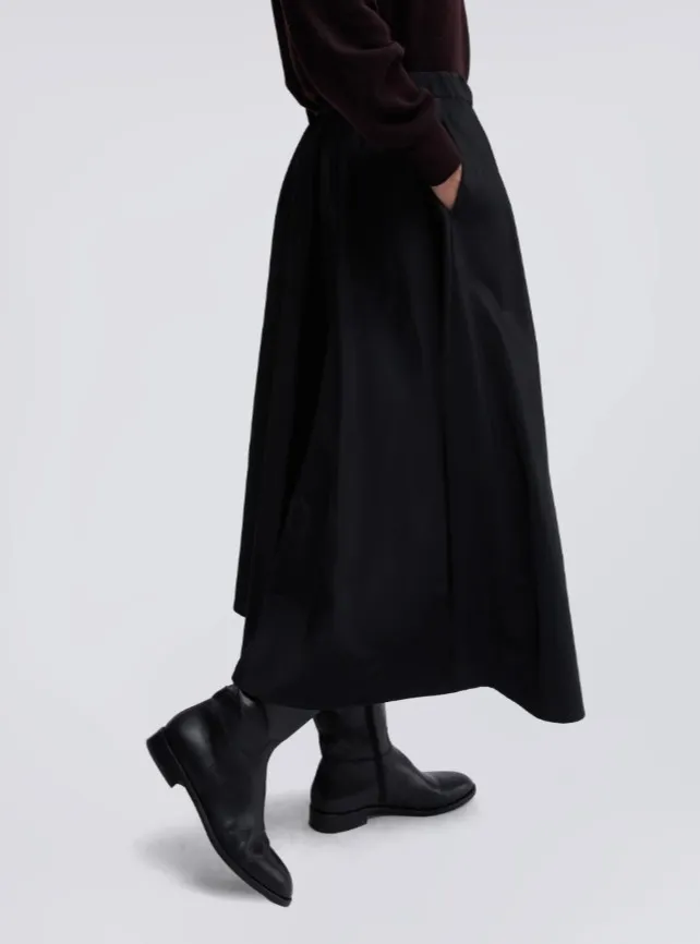 Pleated A-Line Midi Skirt