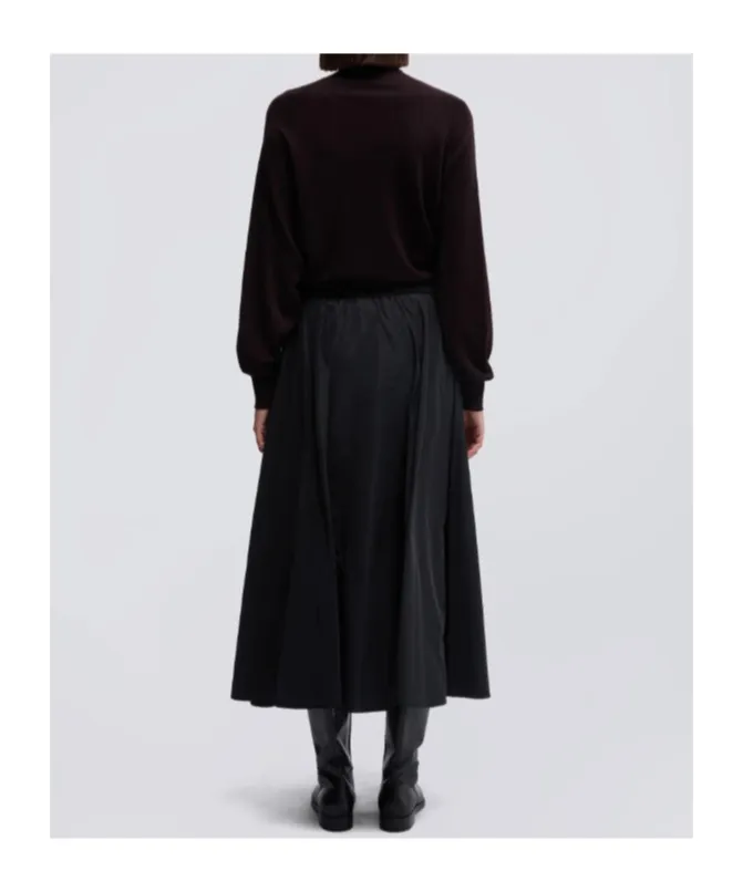 Pleated A-Line Midi Skirt