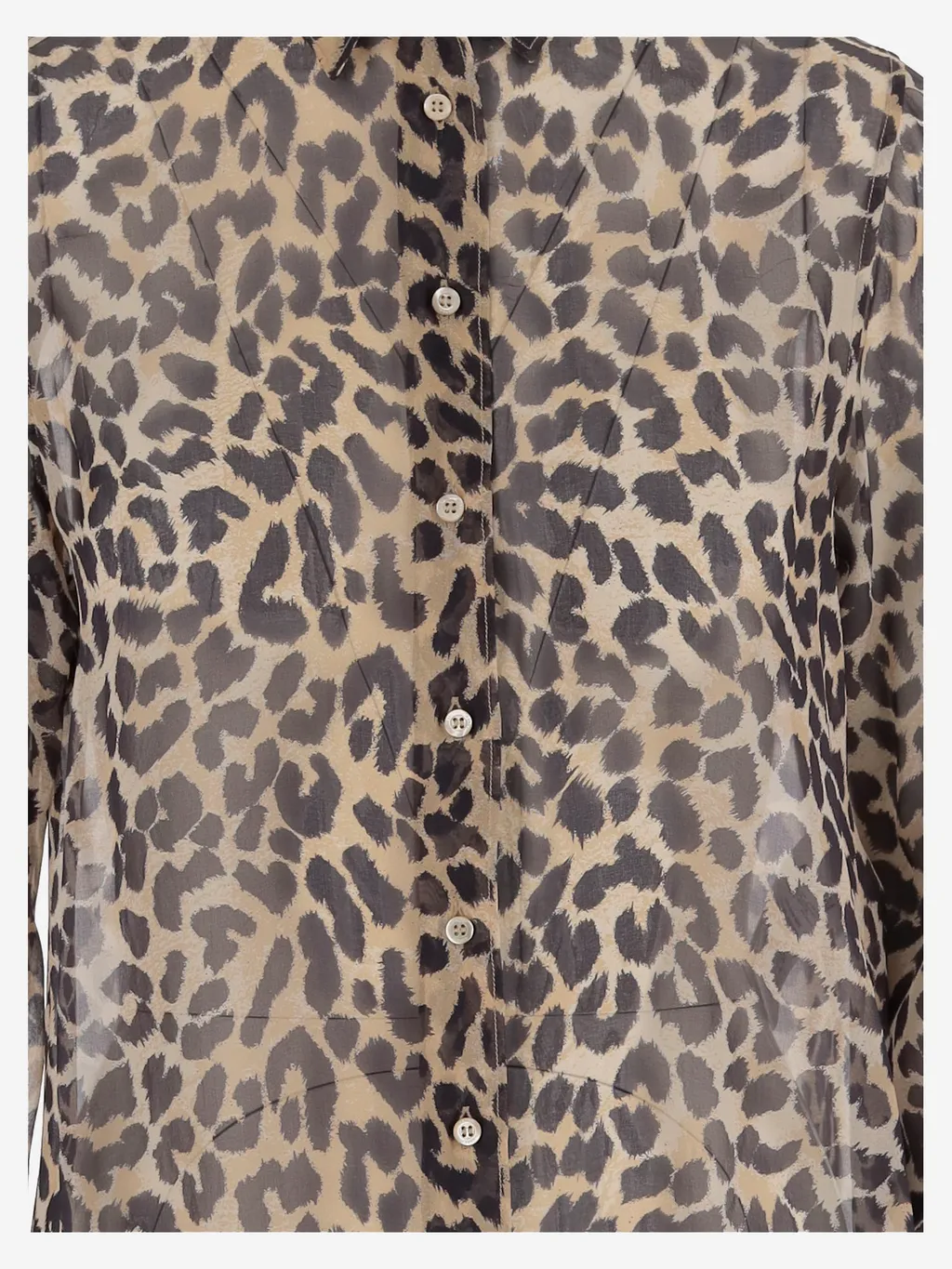 Leopard-Printed Long-Sleeved Button-Up Shirt