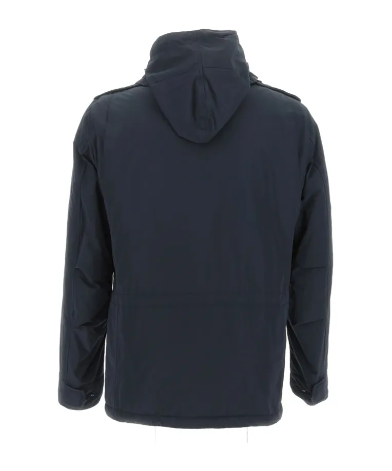 Flap-Pocketed Hooded Military Jacket