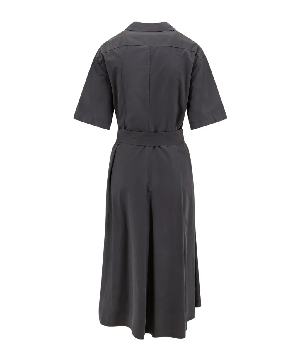 V-Neck Belted Dress