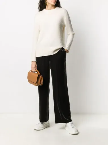 Velvet Wide-Leg Track Pants