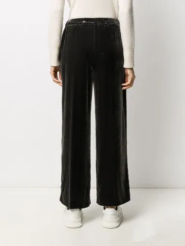 Velvet Wide-Leg Track Pants