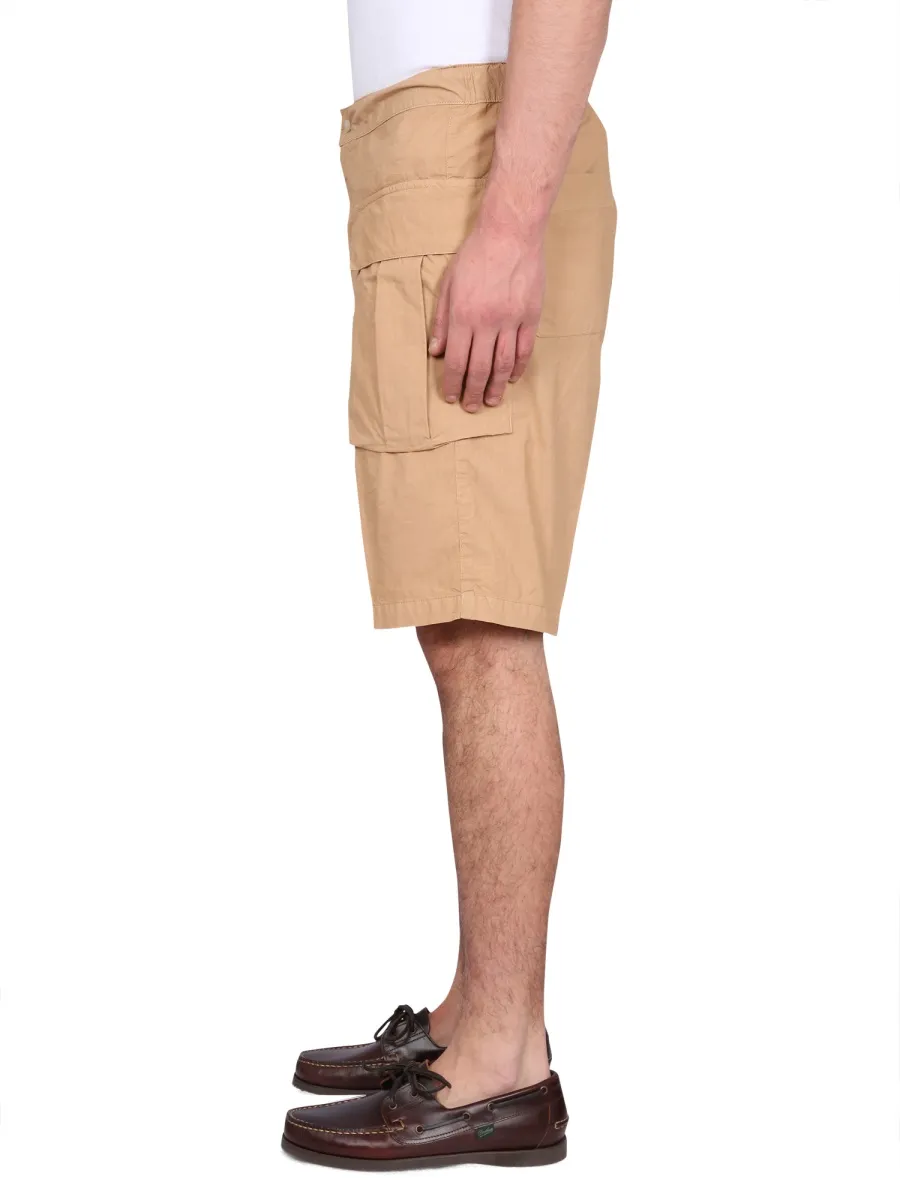 Buttoned Straight-Leg Cargo Shorts