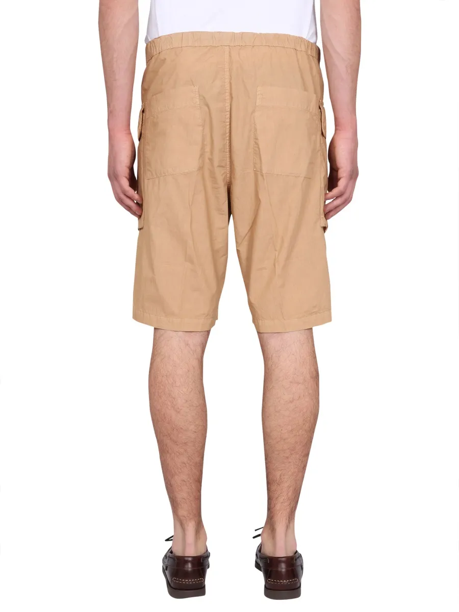 Buttoned Straight-Leg Cargo Shorts