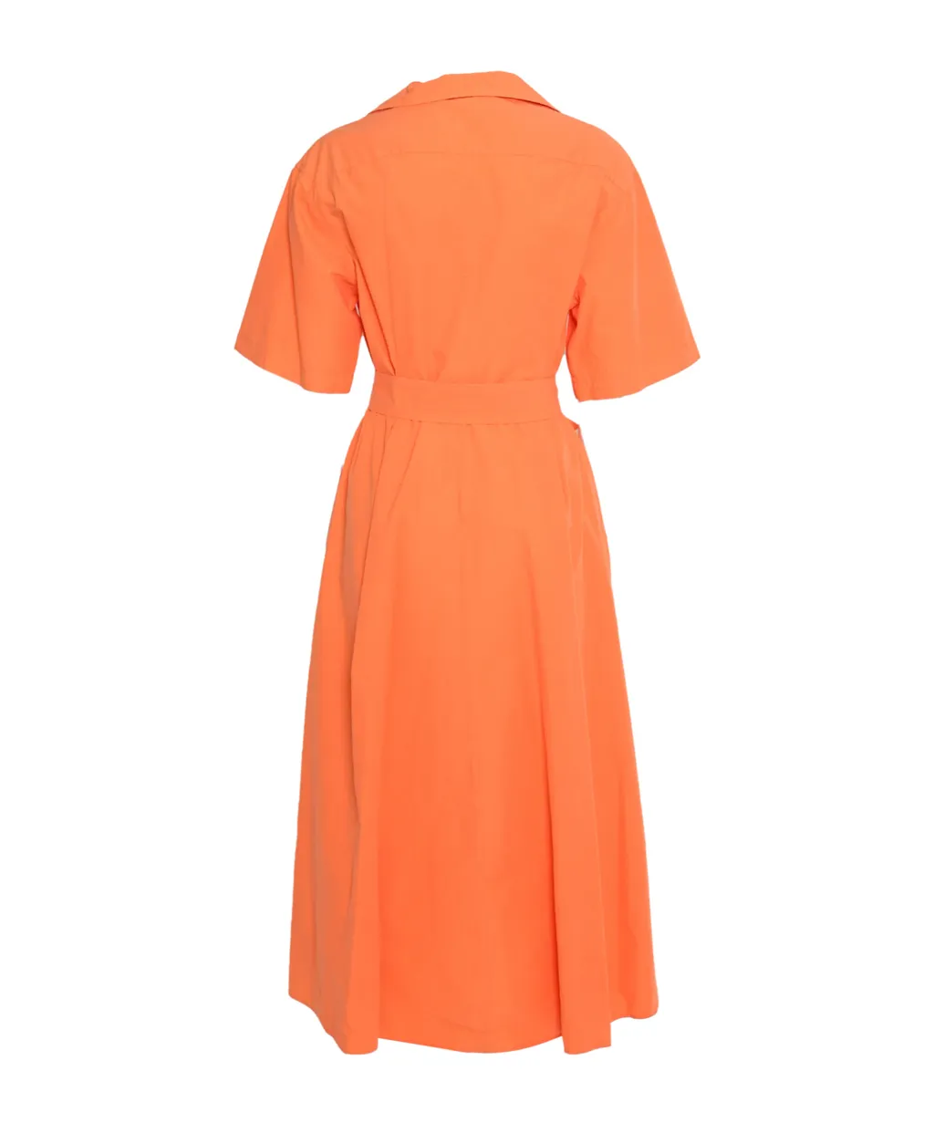 V-Neck Belted Dress