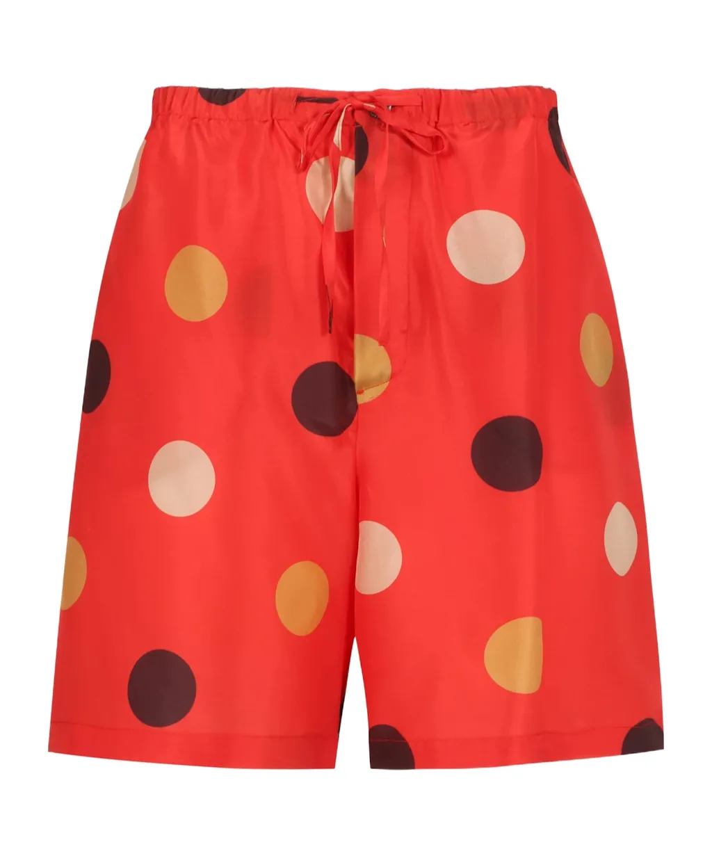 Polka-Dot Printed Drawstring Shorts