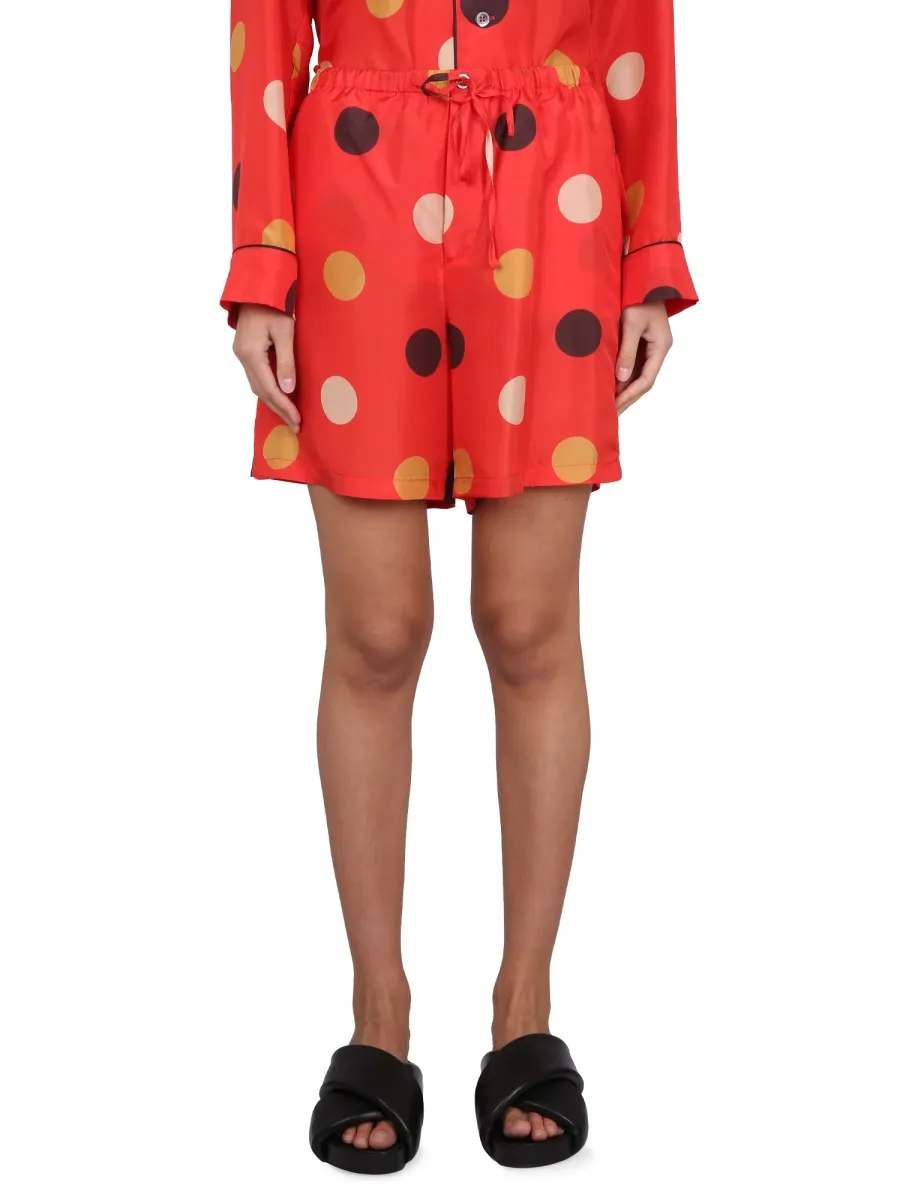 Polka-Dot Printed Drawstring Shorts