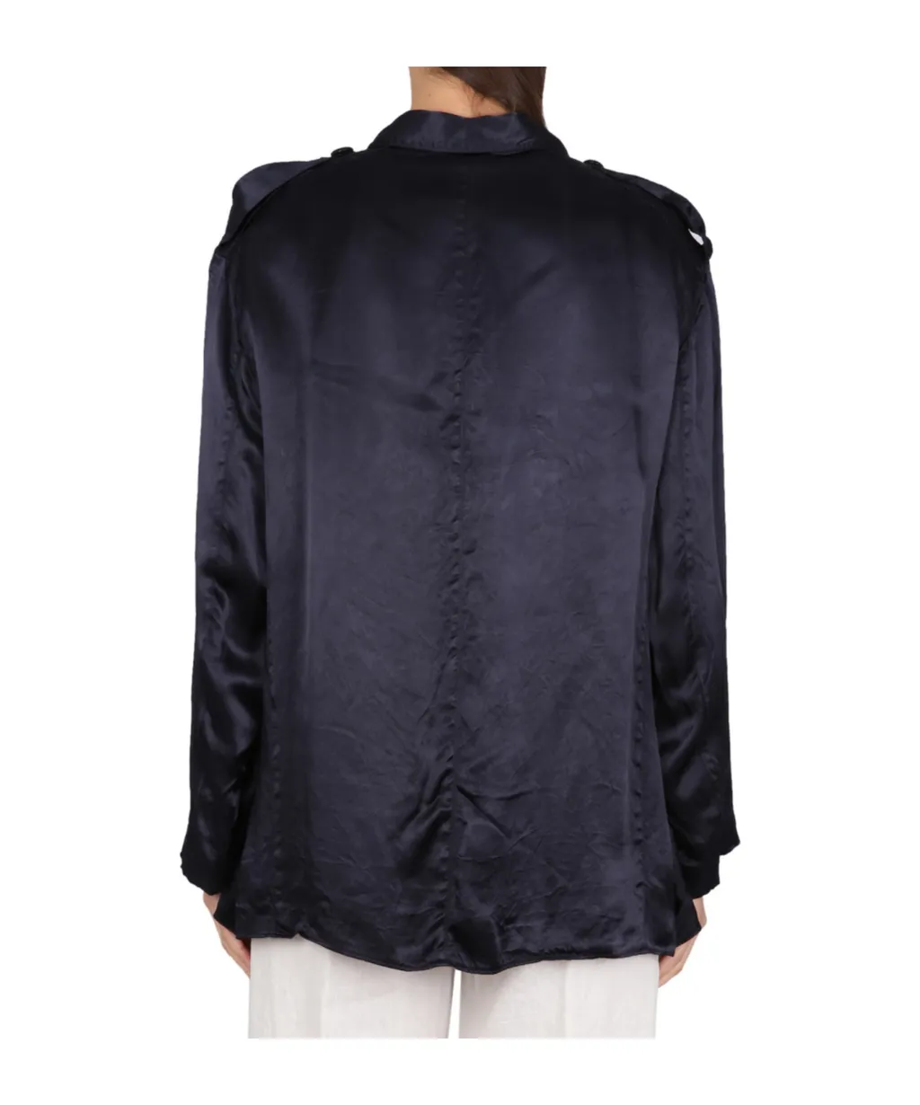 High-Shine Finish Single-Breasted Blazer
