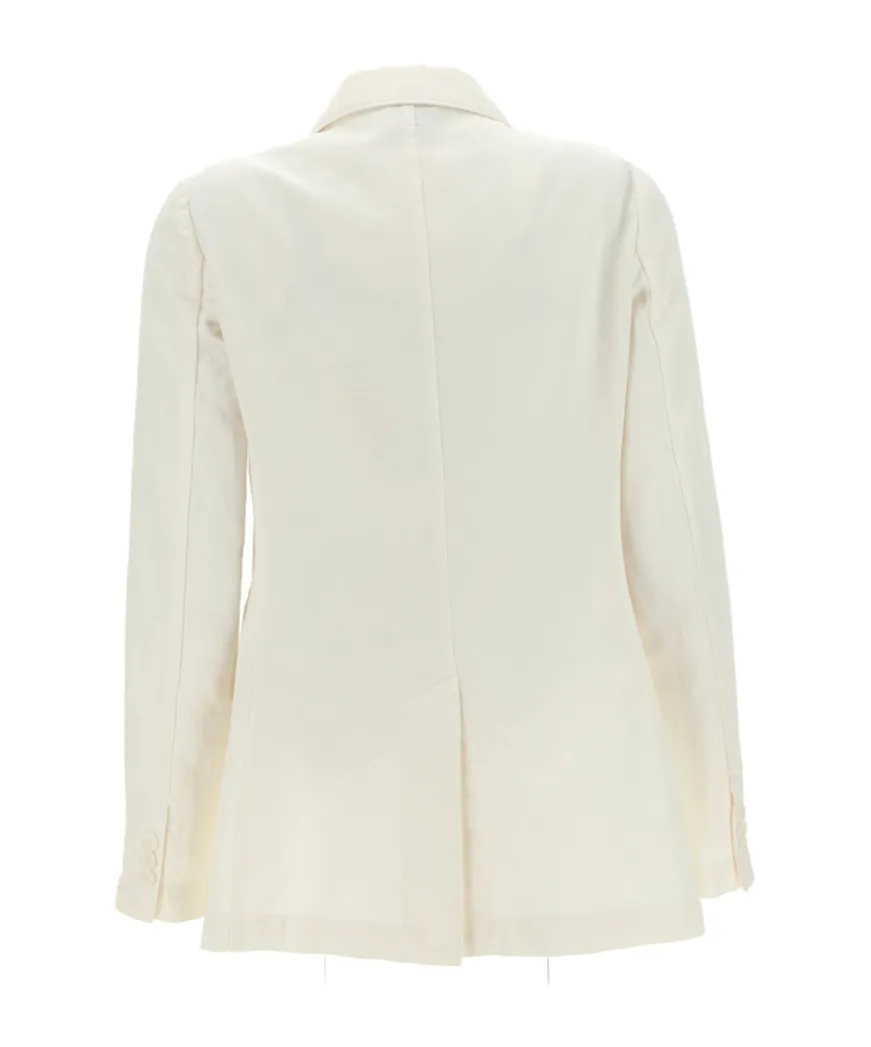 Flap-Pocketed Double-Breasted Blazer