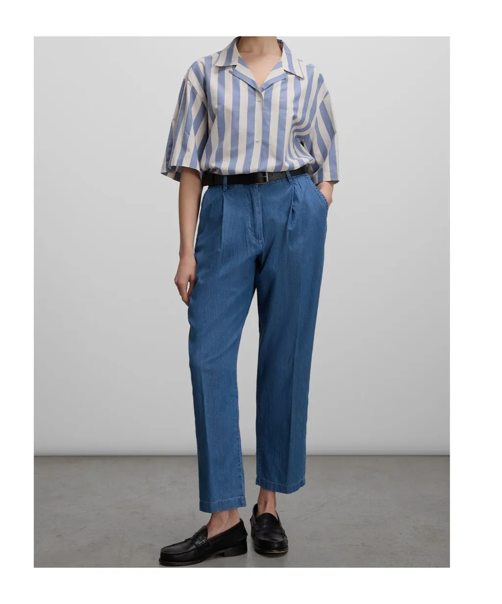 Chambray Tapered Trousers