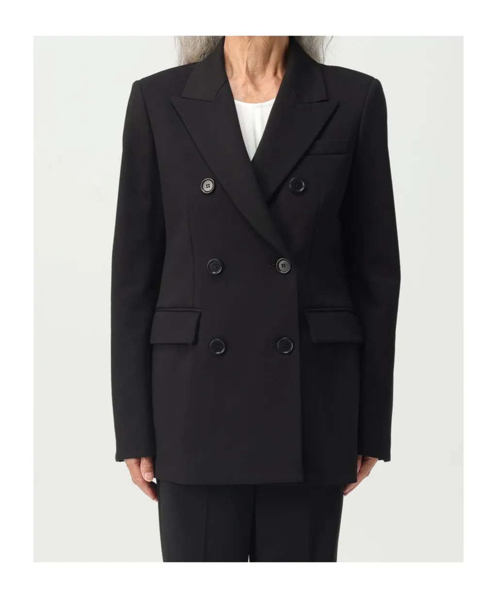 Flap-Pocketed Double-Breasted Blazer