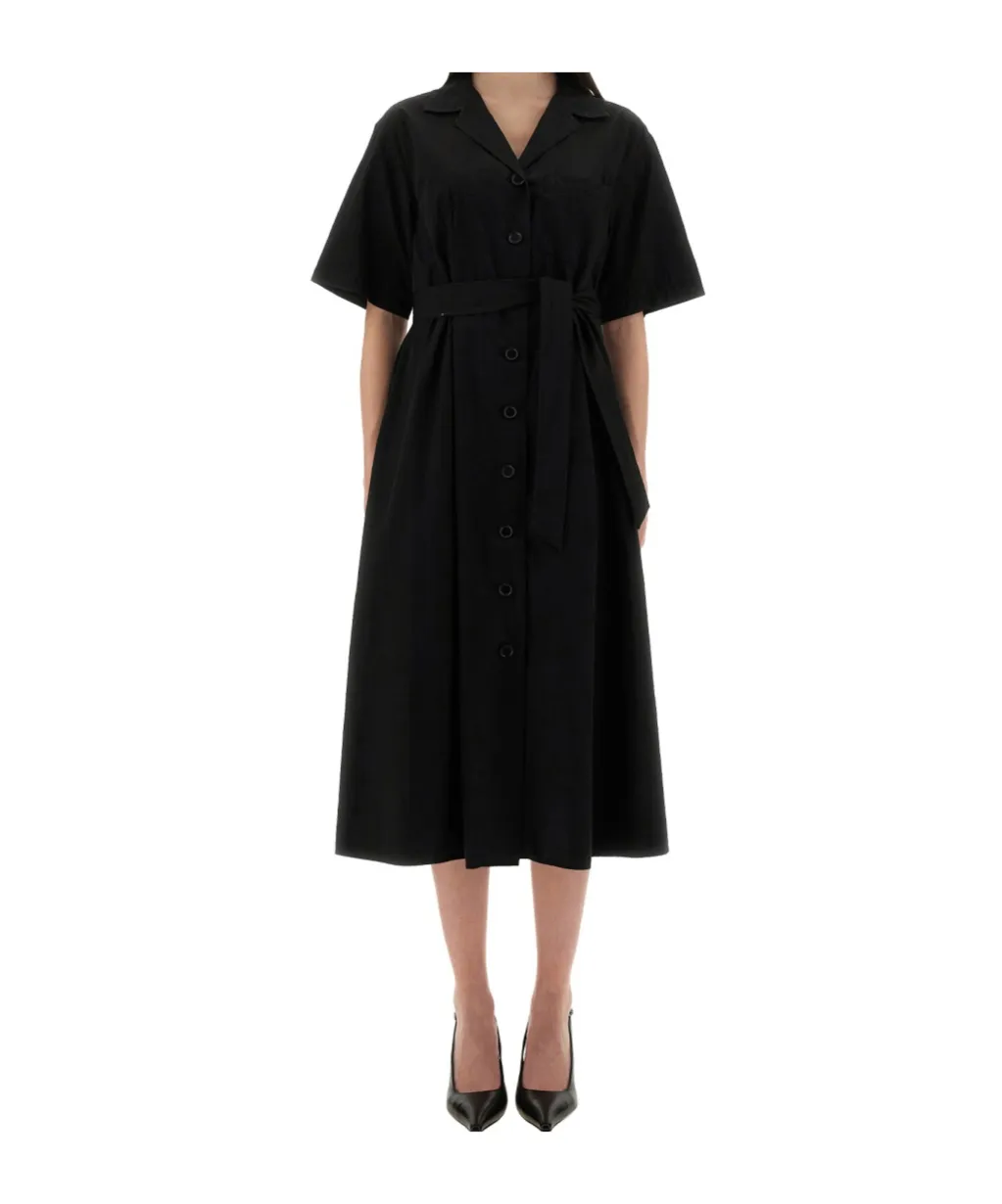 V-Neck Belted Dress