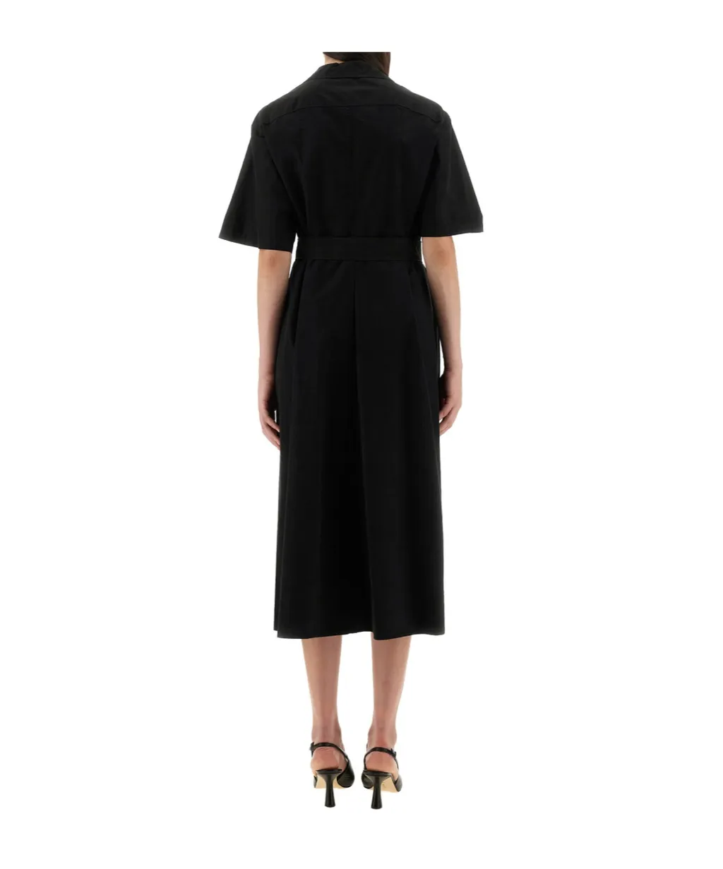 V-Neck Belted Dress
