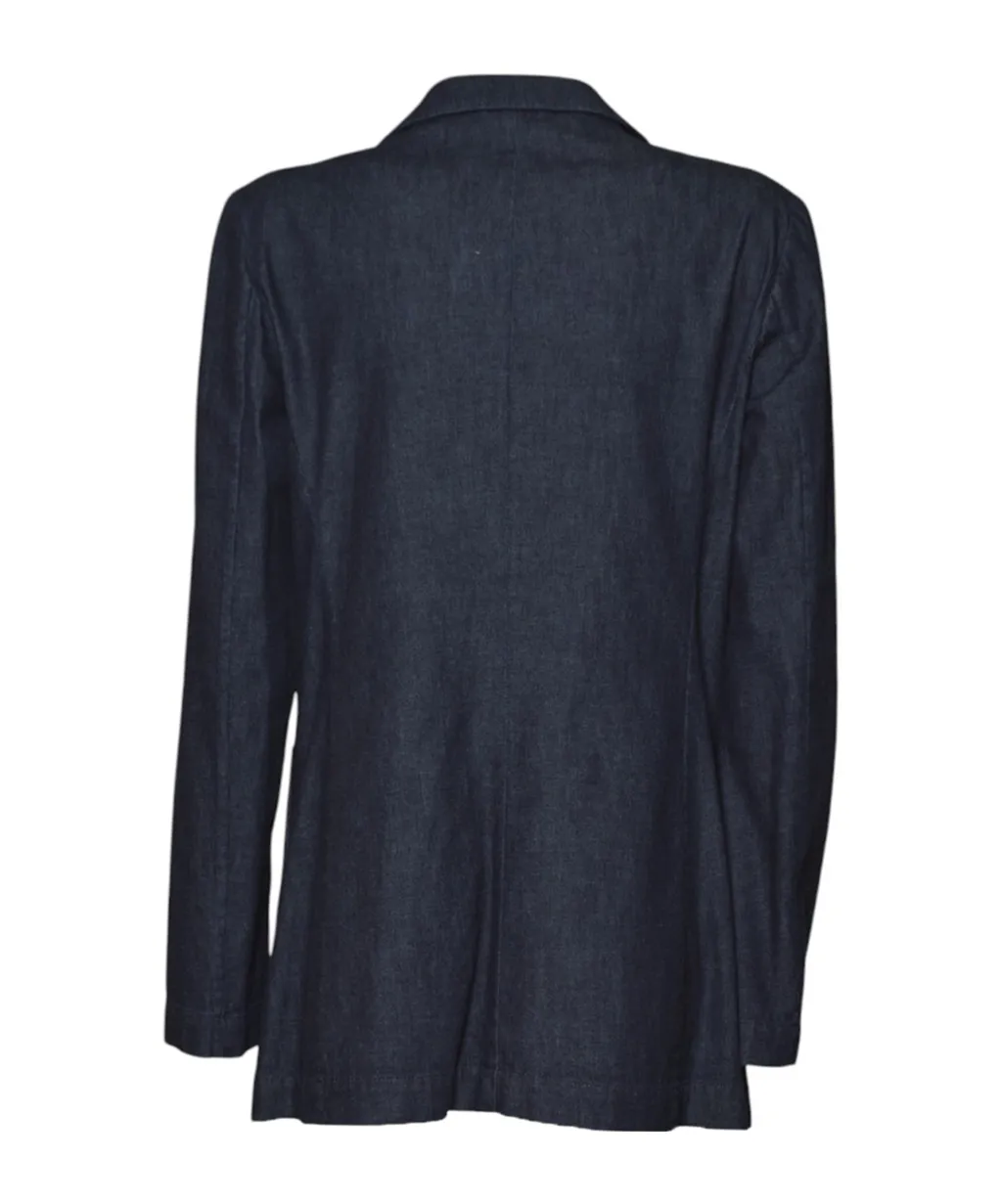 Long-Sleeved Buttoned Denim Shirt