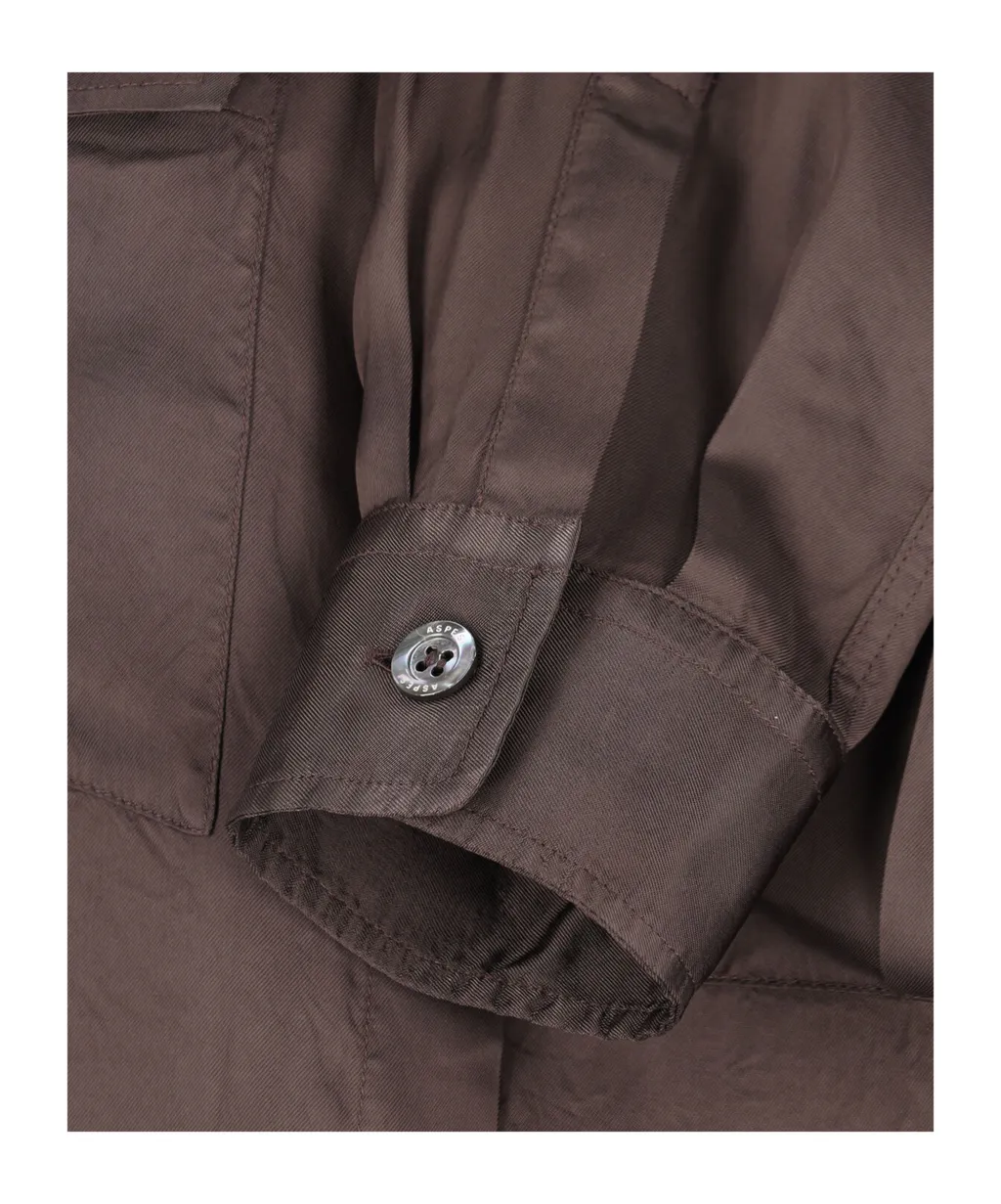 Long-Sleeved Curved Hem Shirt