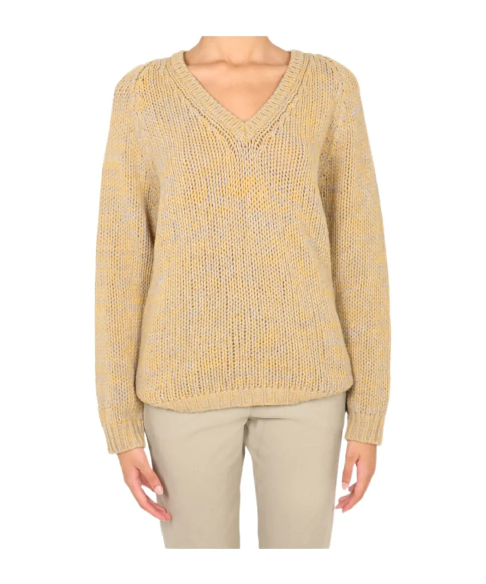 Long-Sleeved V-Neck Knit Jumper