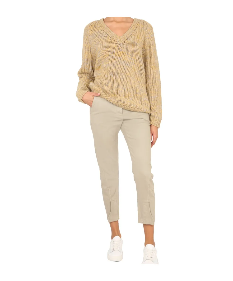 Long-Sleeved V-Neck Knit Jumper