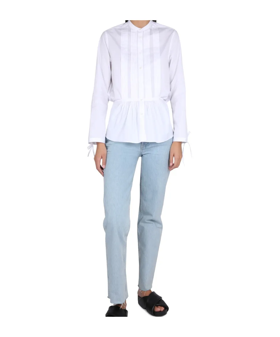 Peplum Buttoned Long-Sleeved Shirt