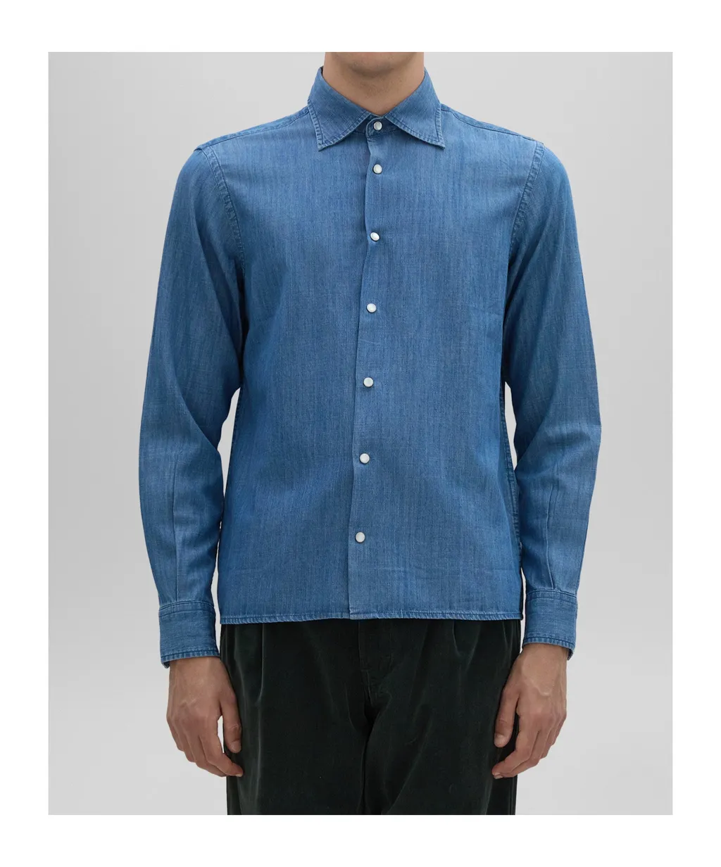 Long-Sleeved Denim Shirt