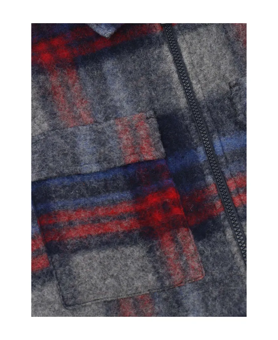 Check-Pattern Knitted Jacket