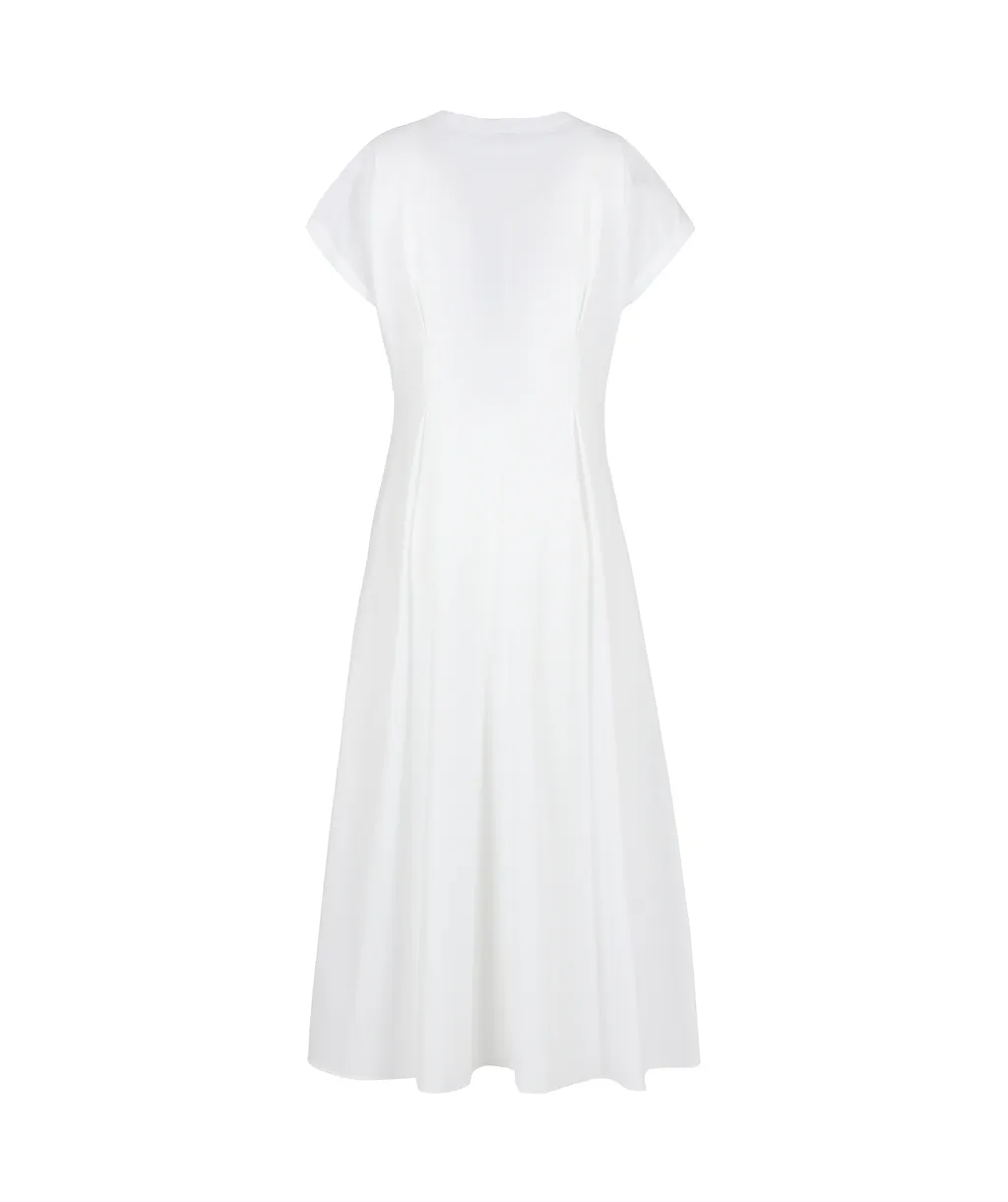 V-Neck Pleated Dress