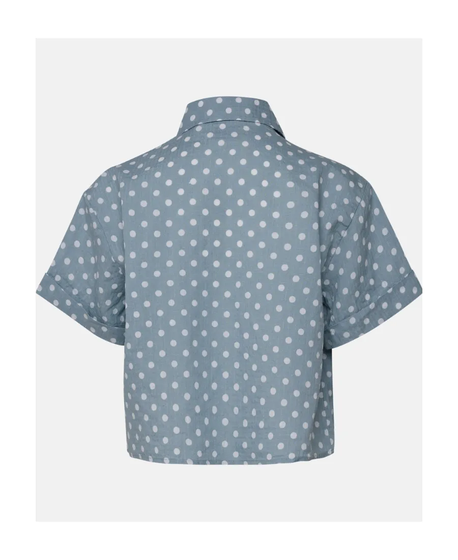 Polka Dot-Print Cropped Shirt