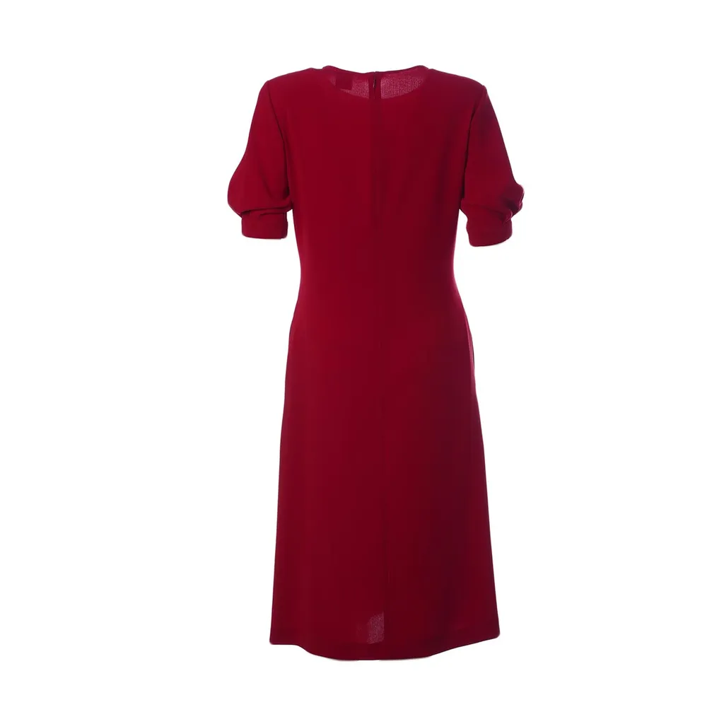 Button-Embellished Puff Sleeve Dress