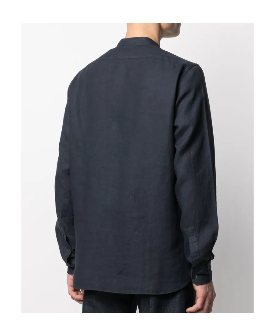 Band-Collar Linen Shirt