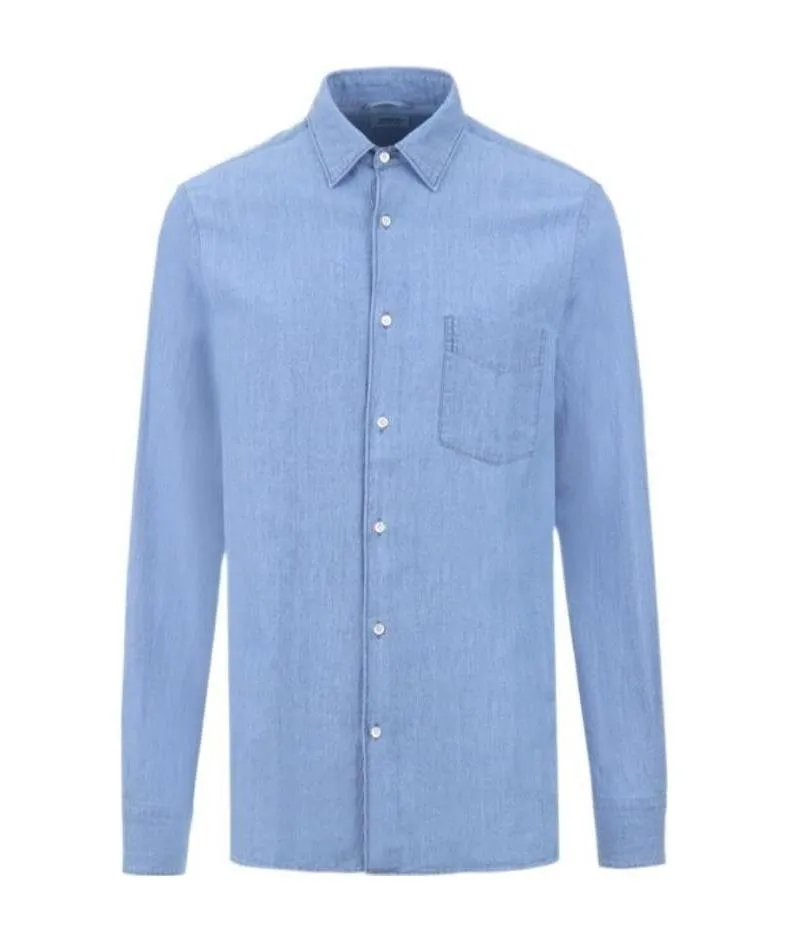 Chest-Pocketed Buttoned Denim Shirt