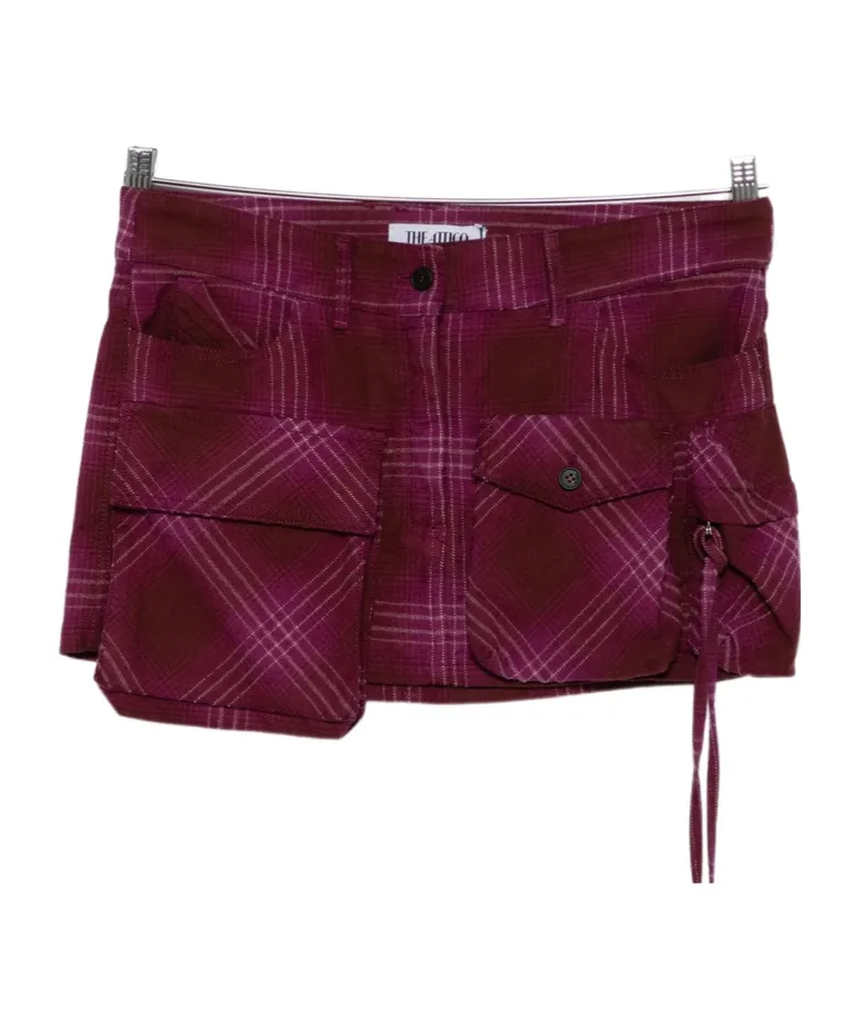 Pocket Detailed Checked Mini Skirt