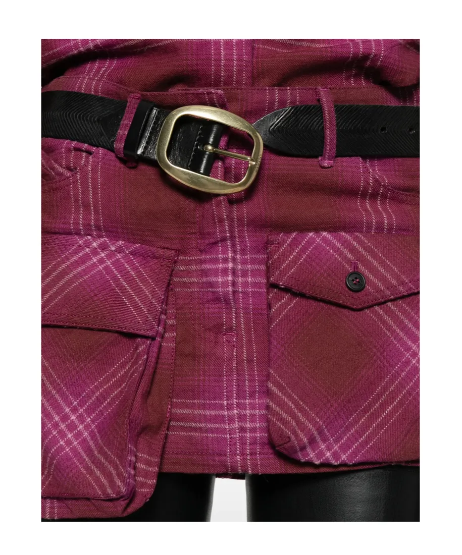 Pocket Detailed Checked Mini Skirt