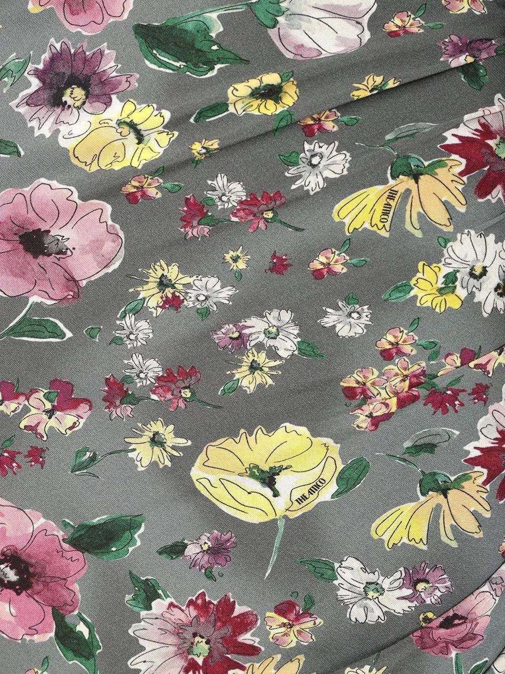 Floral Printed Asymmetric Draped Midi Skirt
