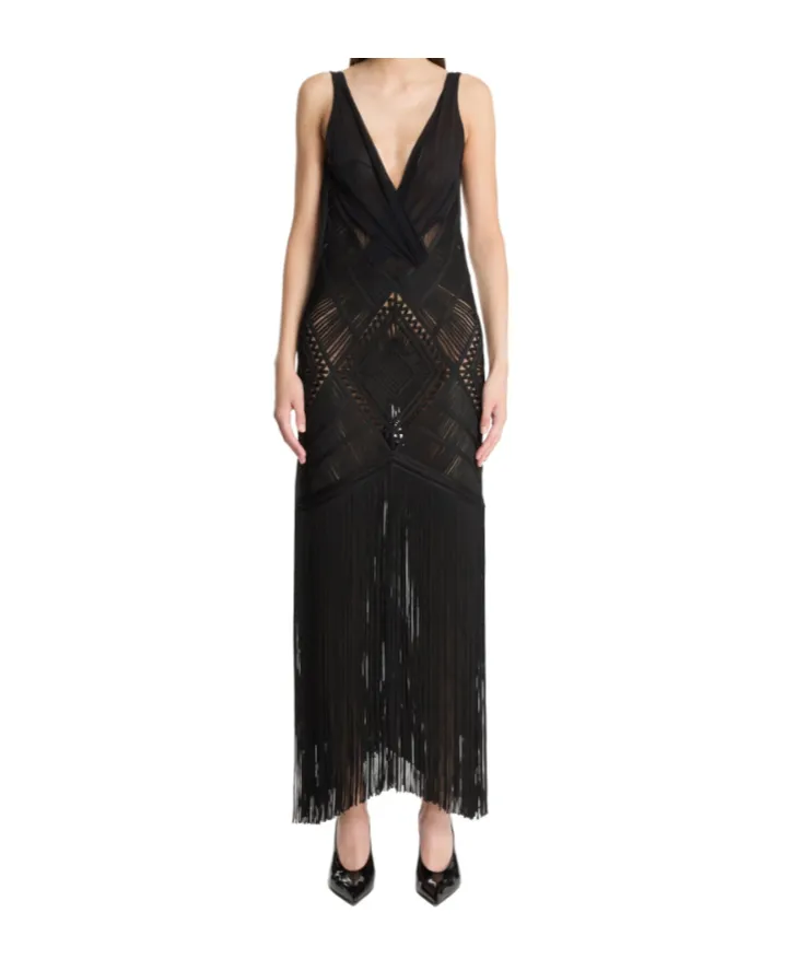Embroidered Tulle Midi Dress