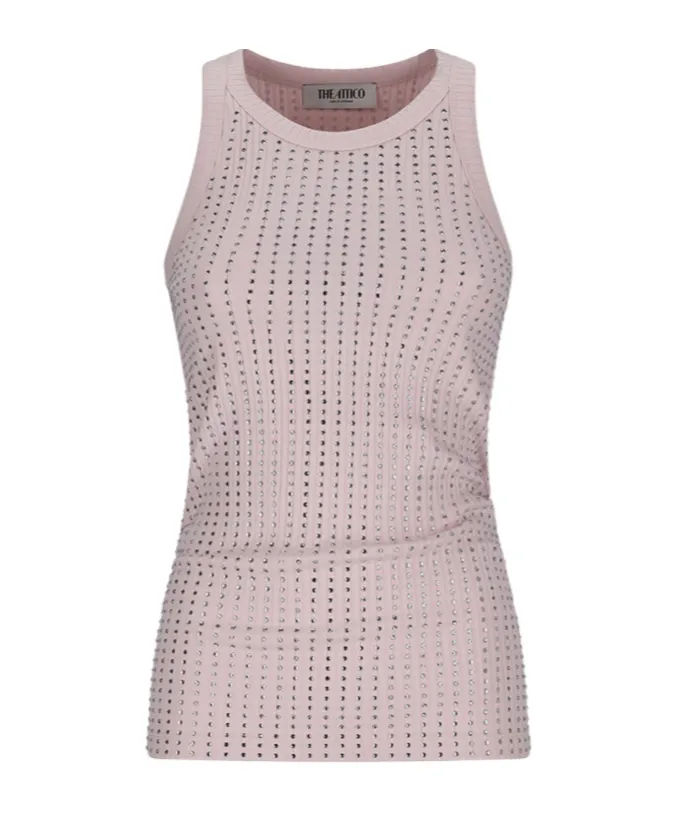 Ribbed Embellished Tank Top