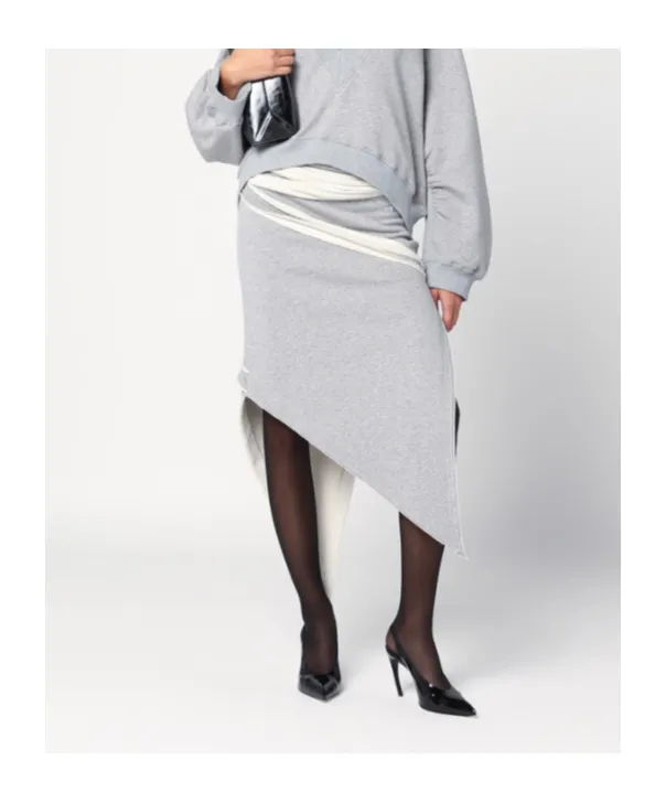 Logo Printed Asymmetric Layered Skirt