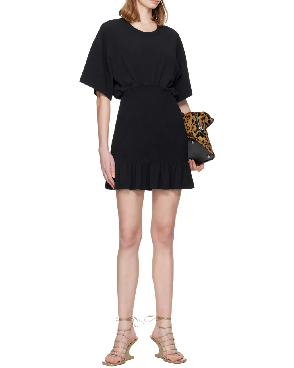 Smocked Ruffled Mini Dress