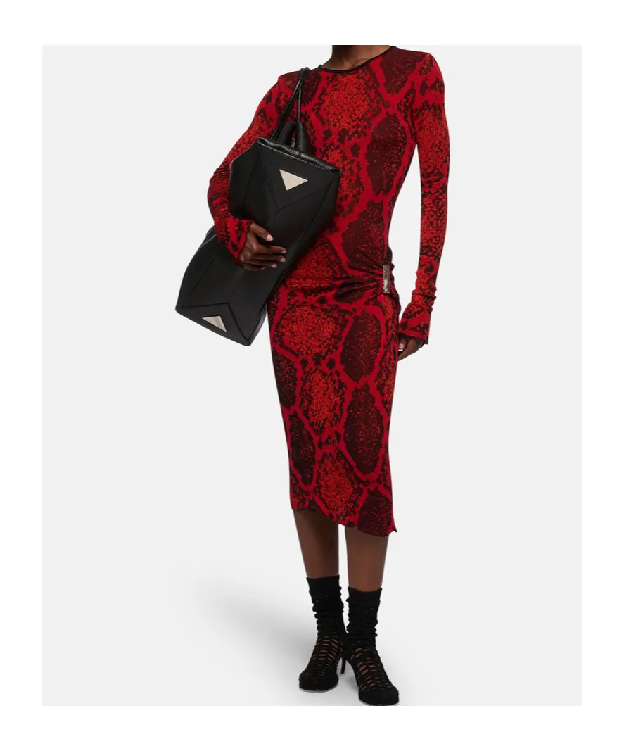 Python Pattern Jacquard Midi Dress