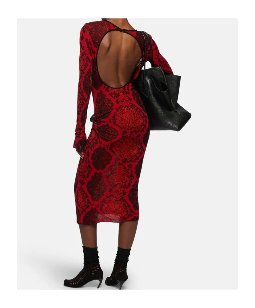 Python Pattern Jacquard Midi Dress