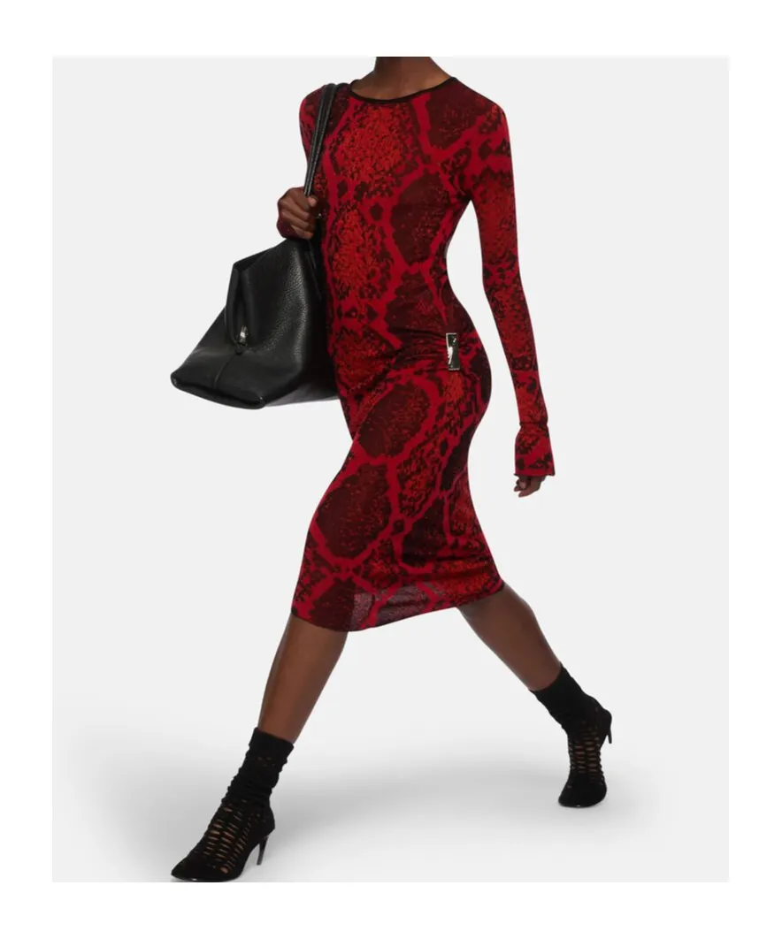 Python Pattern Jacquard Midi Dress