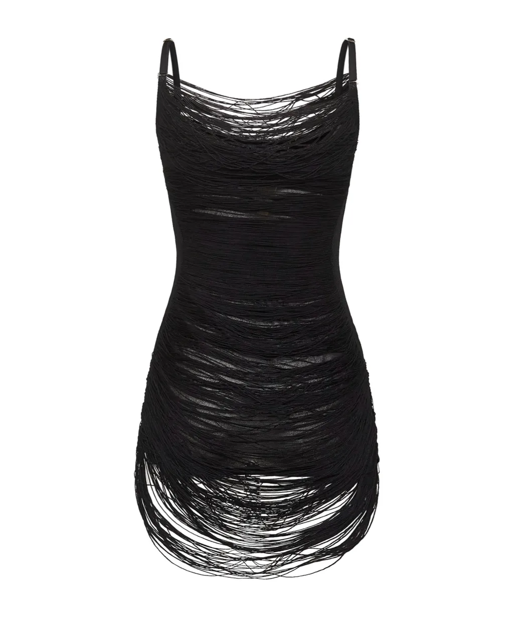 Draped Scoop Neck Mini Dress