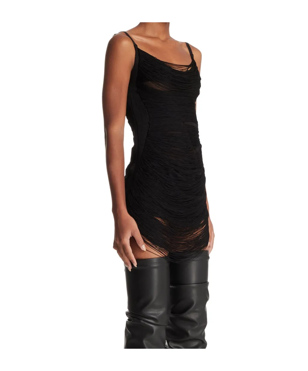 Draped Scoop Neck Mini Dress
