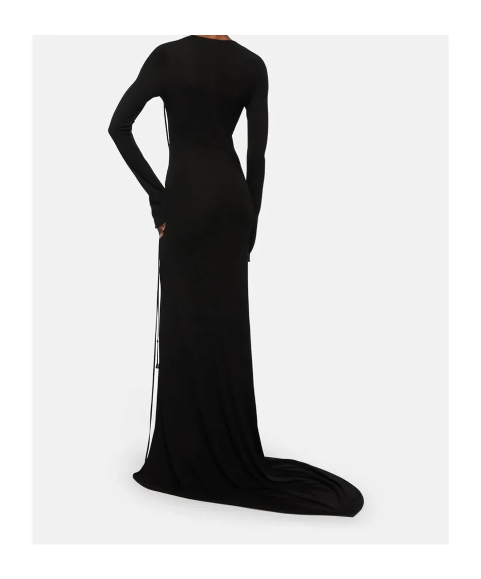 Lace-Up Long-Sleeved Maxi Dress