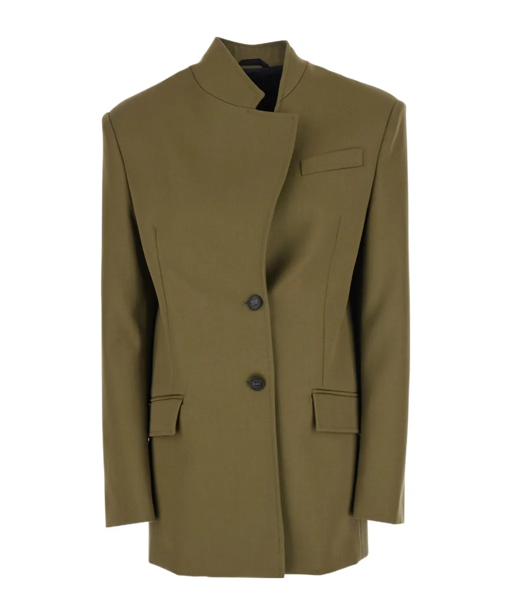 Single-Breasted Gabardine Blazer
