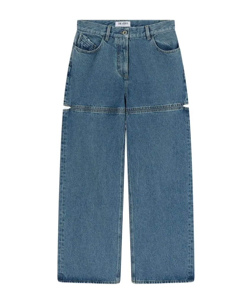 Wide-Leg Cut-Out Detail Jeans