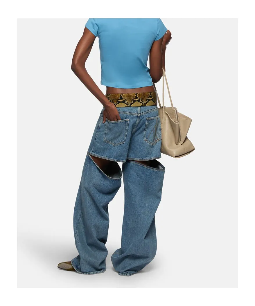 Wide-Leg Cut-Out Detail Jeans