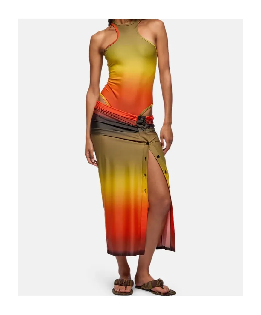 Sunset Printed Midi Skirt
